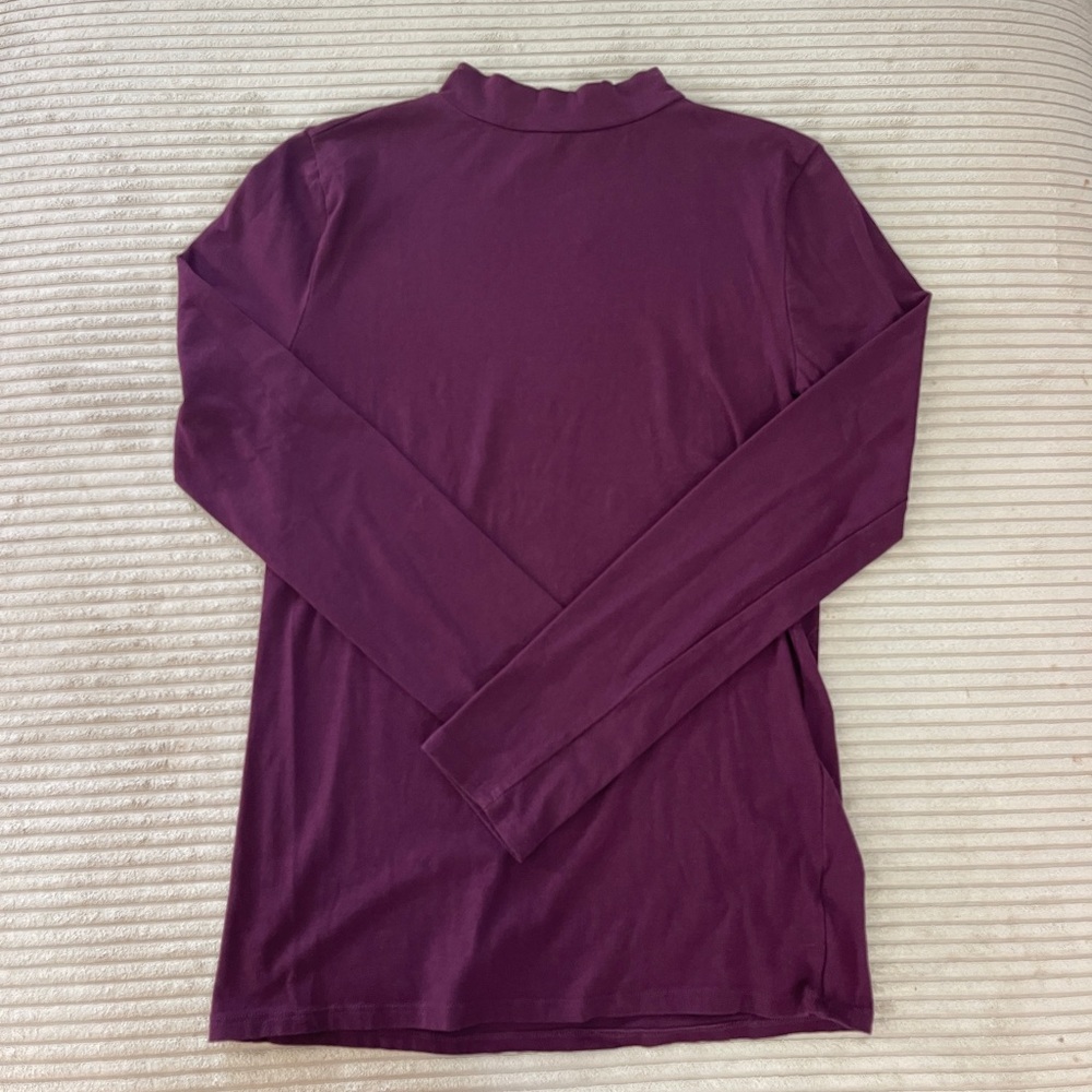 Burgundy Maroon Purple Mock Neck Turtleneck Long Sleeve Shirt